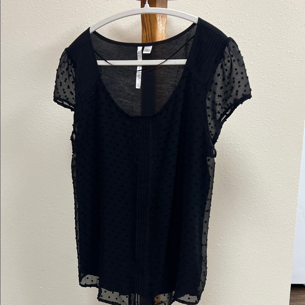 LC Lauren Conrad Black Polka Dot Blouse